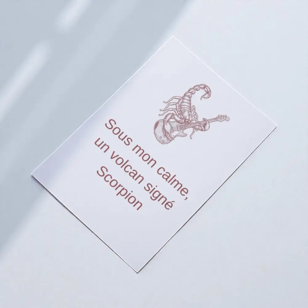 Affiche signe astrologique scorpion avec dessin rouge guitare électrique idée cadeau anniversaire décoration murale