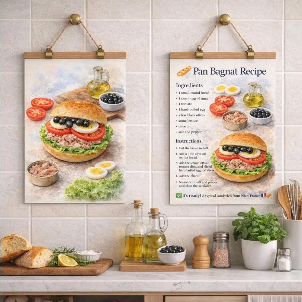 Affiche aquarelle cuisine pour décoration murale cuisine élégante