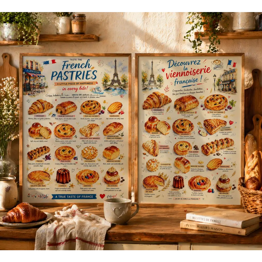poster viennoiserie française souvenir de Paris cuisine
