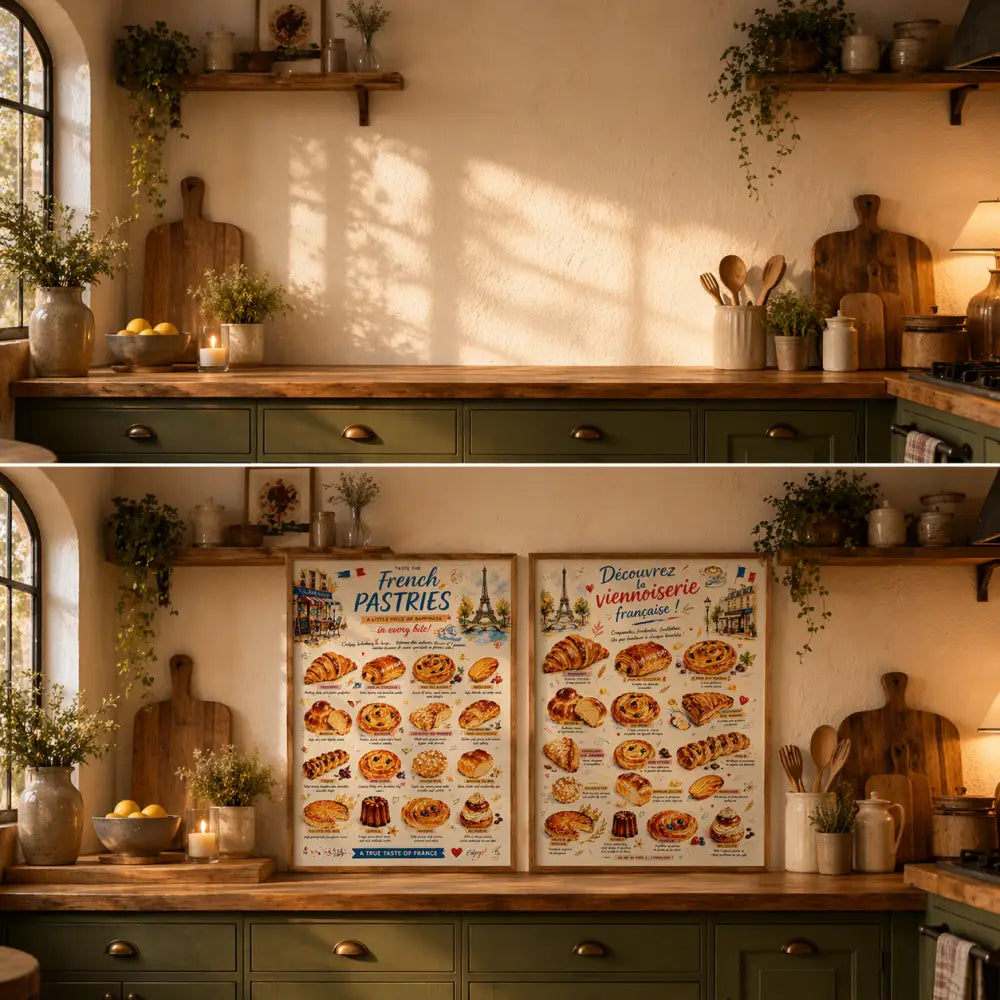 affiche souvenir de Paris cuisine croissant viennoiserie