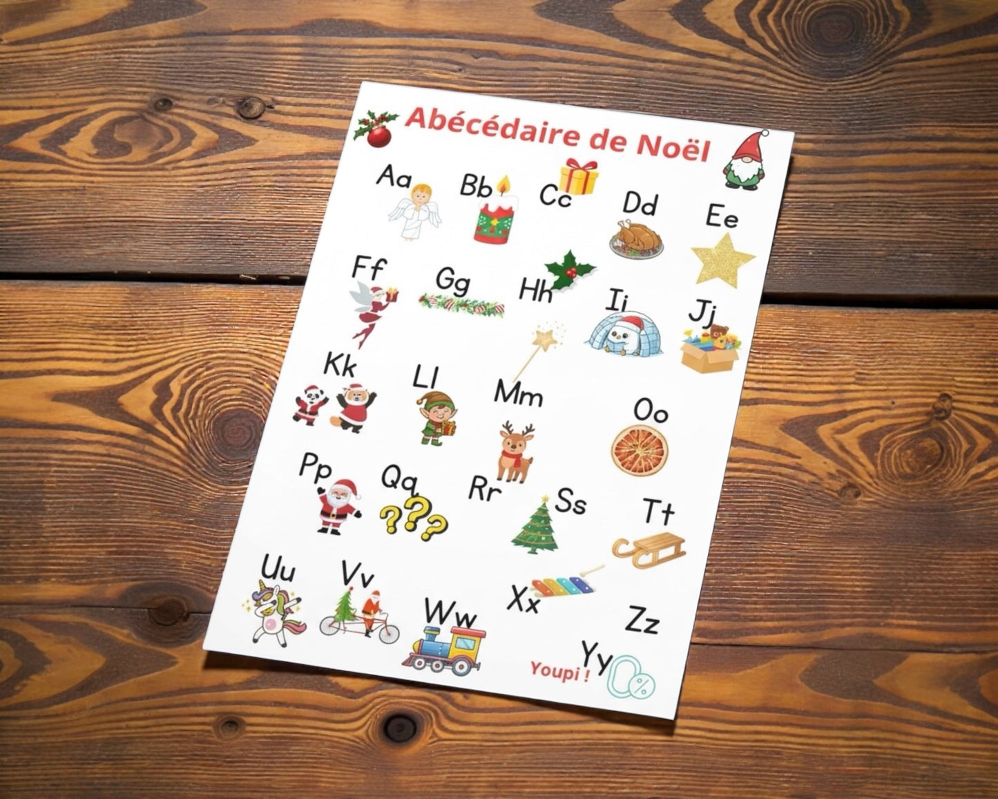 Alphabet  français de Noël moderne pour décoration enfant
