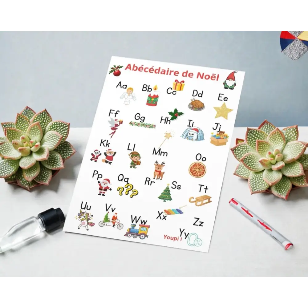 Alphabet français Noël pour apprendre les lettres