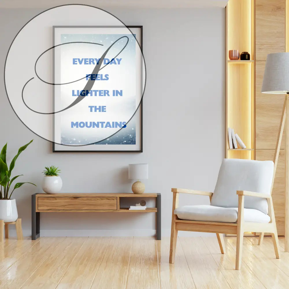 Mountain typography wall art printable, modern and minimalist design
