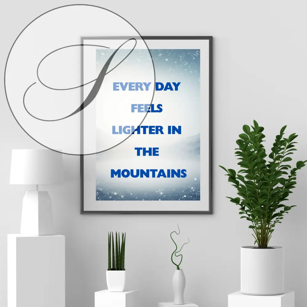 Printable mountain poster in A3 and A4 format, high resolution digital art