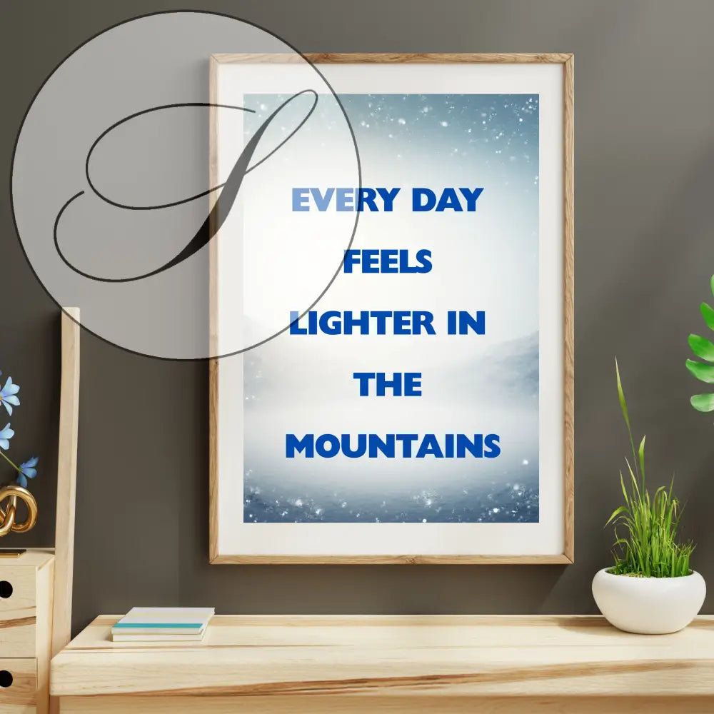 Scandinavian style printable mountain wall decor with minimalist design