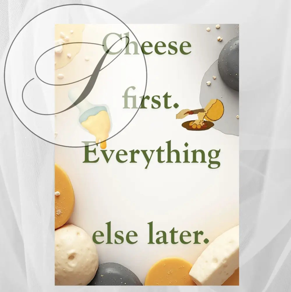 Affiche typographique rectangulaire art mural décoration murale cuisine fromage first téléchargement instantané