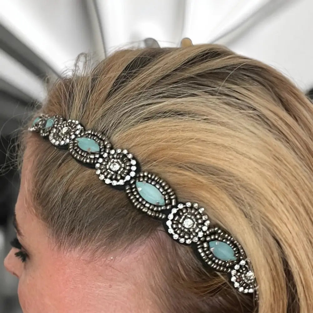 bandeau cheveux pierres verts
