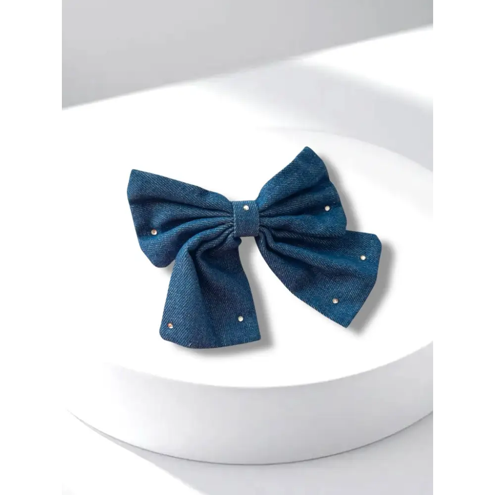 Barrette cheveux femme en denim – Accessoire tendance 2025 nœud papillon chic jeans - Barrettes et pinces à