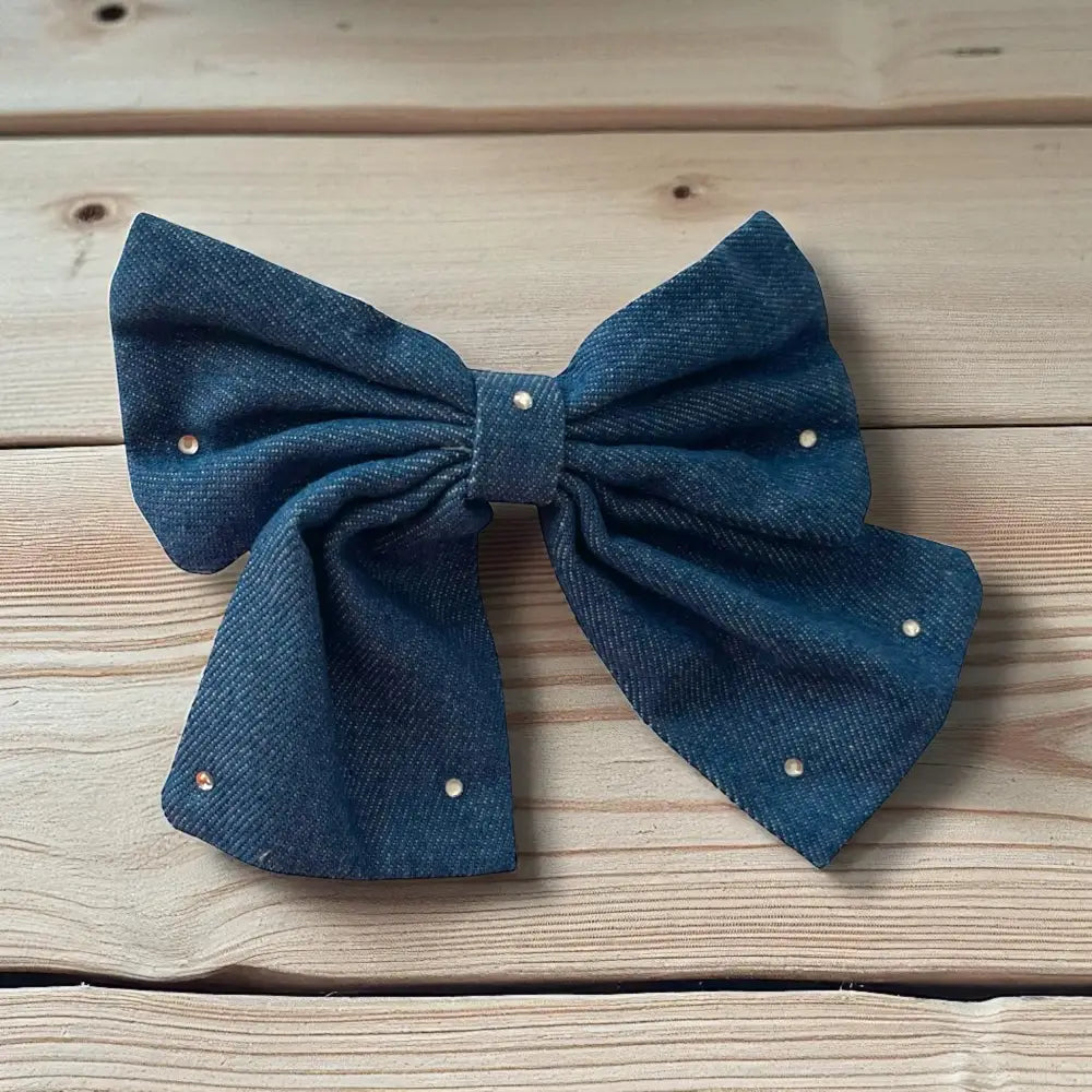 Barrette cheveux femme en denim – Accessoire tendance 2025 nœud papillon chic jeans - Barrettes et pinces à