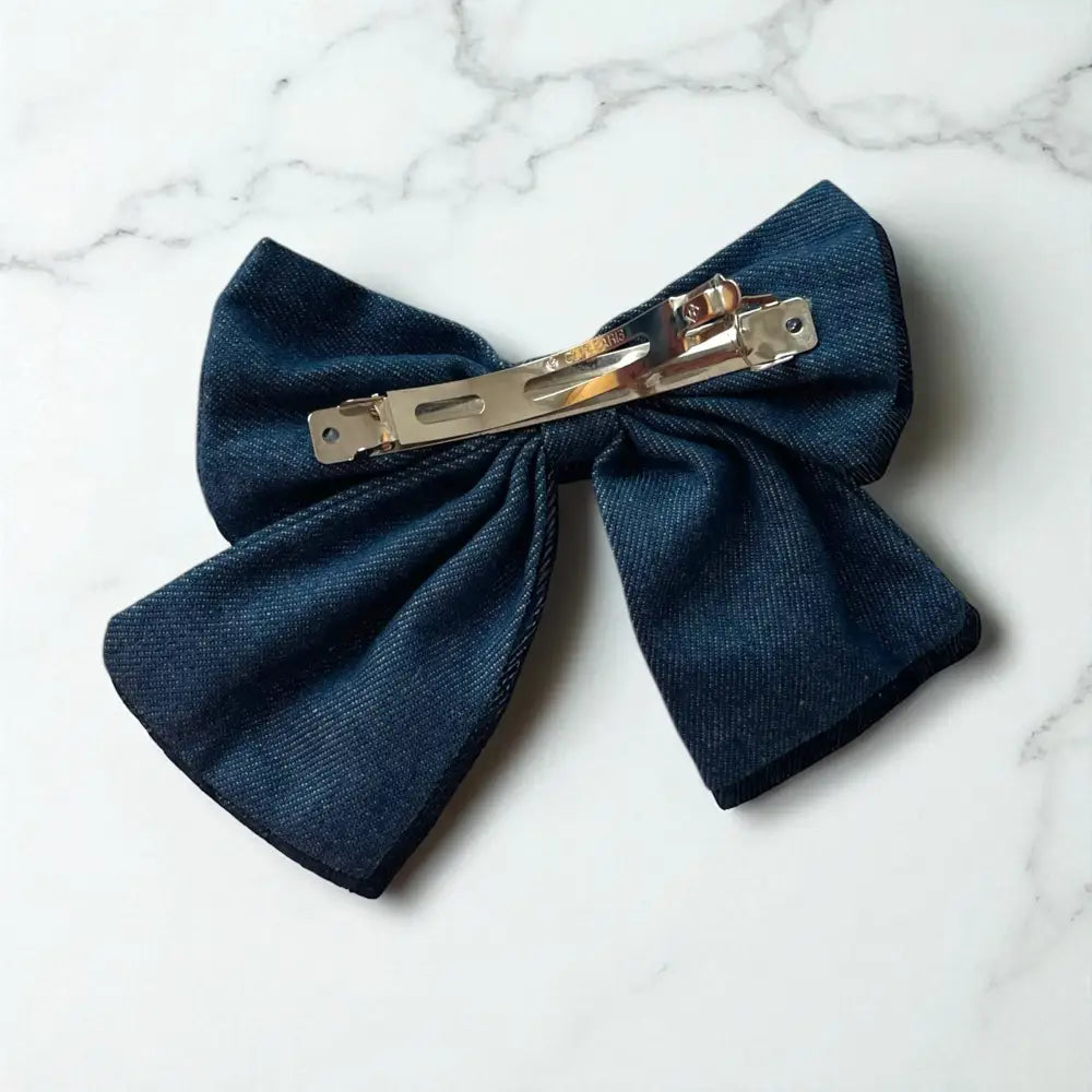 Barrette cheveux femme en denim – Accessoire tendance 2025 nœud papillon chic jeans - Barrettes et pinces à