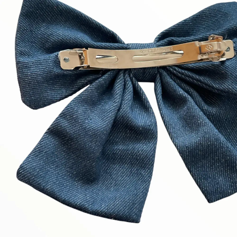 Accessoire Cheveux Denim  jeans bleu – Barrette à Nœud Papillon pour un Look Chic.    