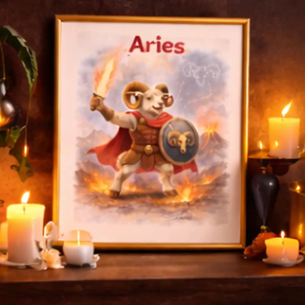 Idee cadeau homme anniversaire Belier poster signe astrologique moderne et symbolique