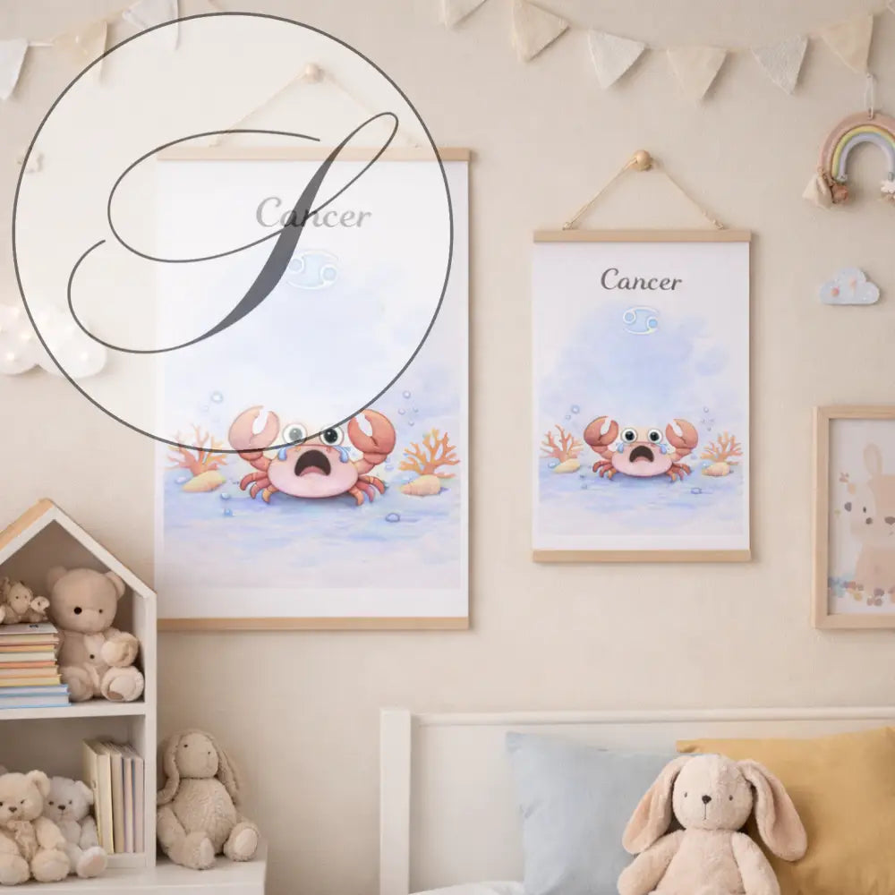 Affiche signe astrologique Cancer élégante à télécharger, idée cadeau anniversaire