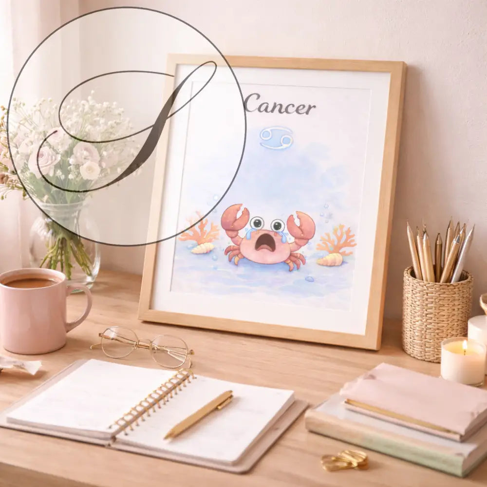 Affiche signe Cancer, cadeau d'anniversaire à télécharger