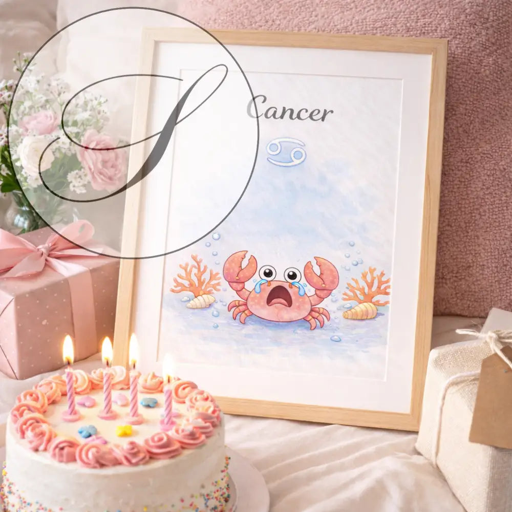 Poster Cancer encadré, décoration murale astrologie
