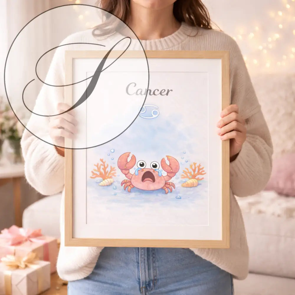 Affiche Cancer dans une chambre, cadeau astrologie original