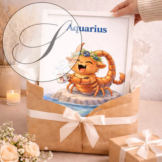 Affiche signe astrologique Verseau à imprimer, idée cadeau anniversaire