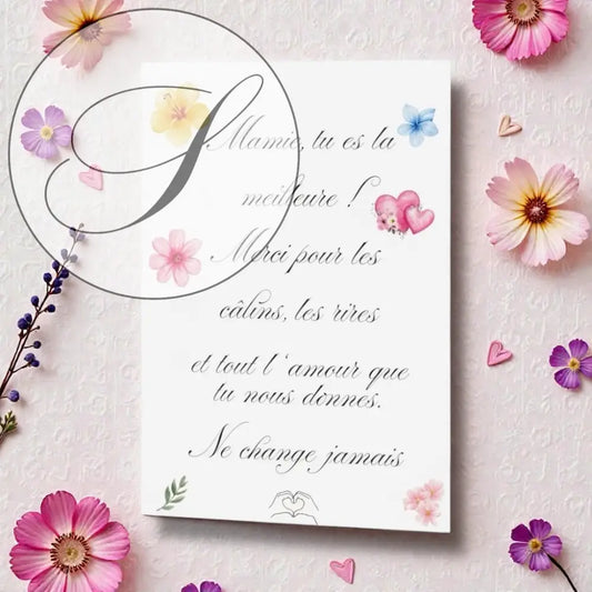 Affiche A4 idée cadeau mamie pleine de mots gentils