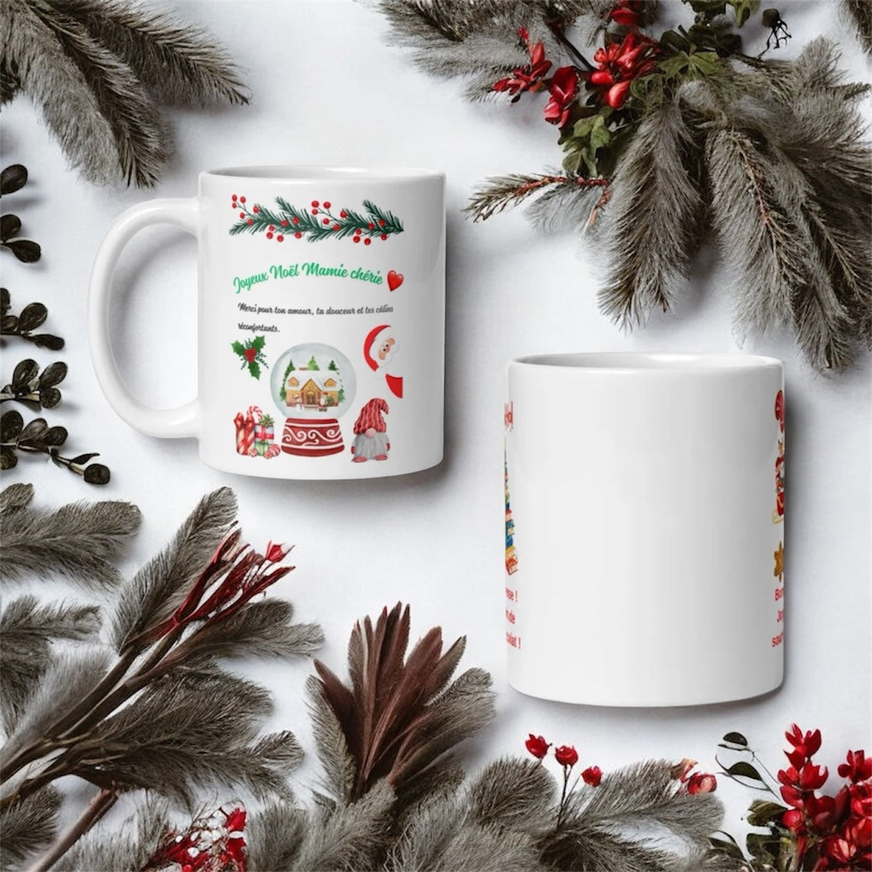 Cadeau original pour grand-mère – mug Joyeux Noël Mamie dans emballage festif