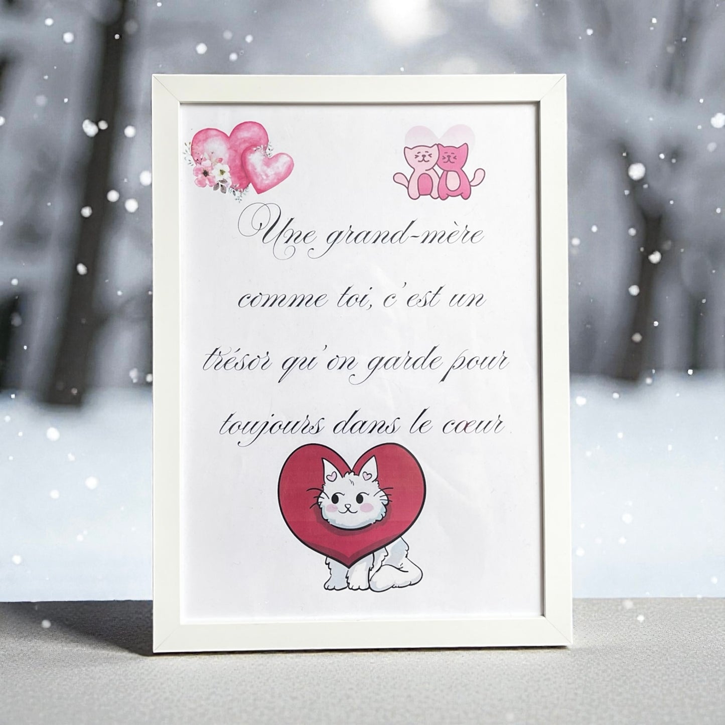 Poster encadré avec mots doux – cadeau mamie plein d’amour pour Noël