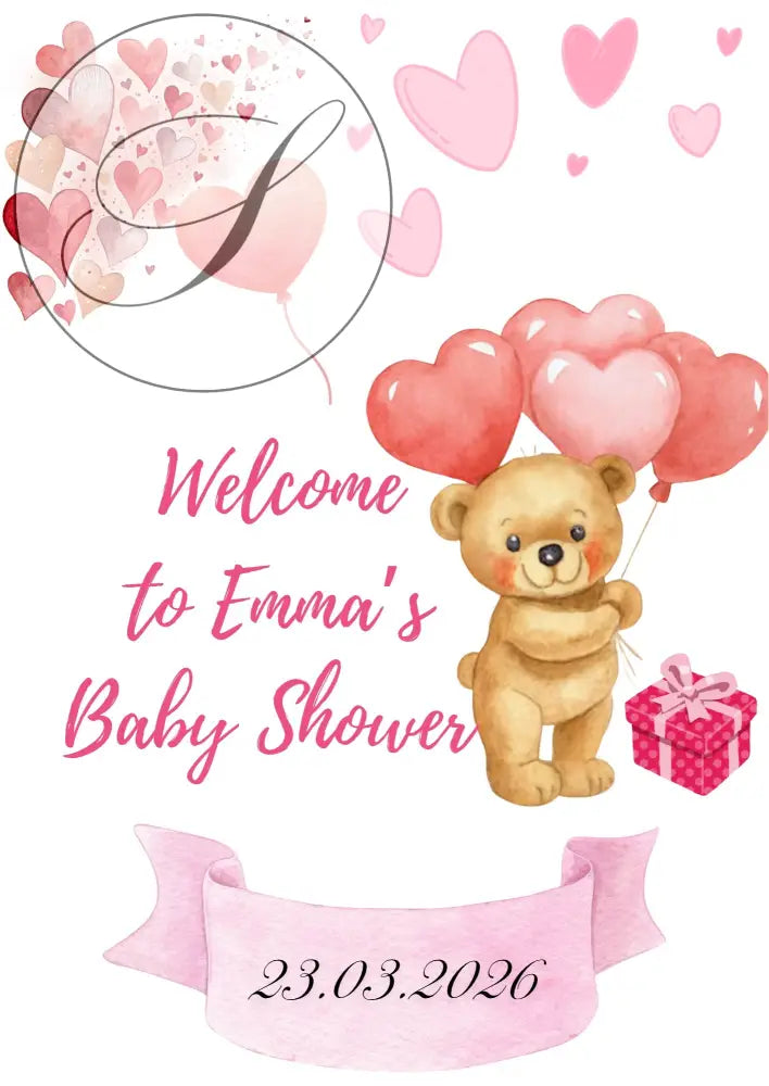 Personalized baby shower gifts printable poster with name and date decoration
