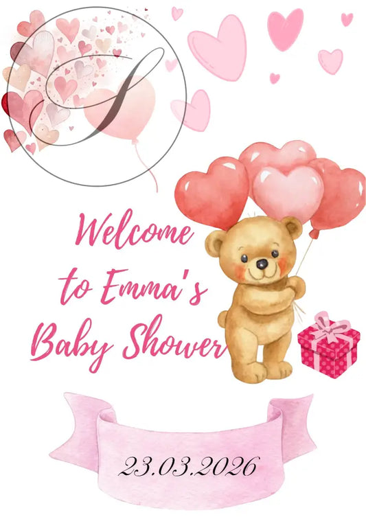 Personalized baby shower gifts printable poster with name and date decoration
