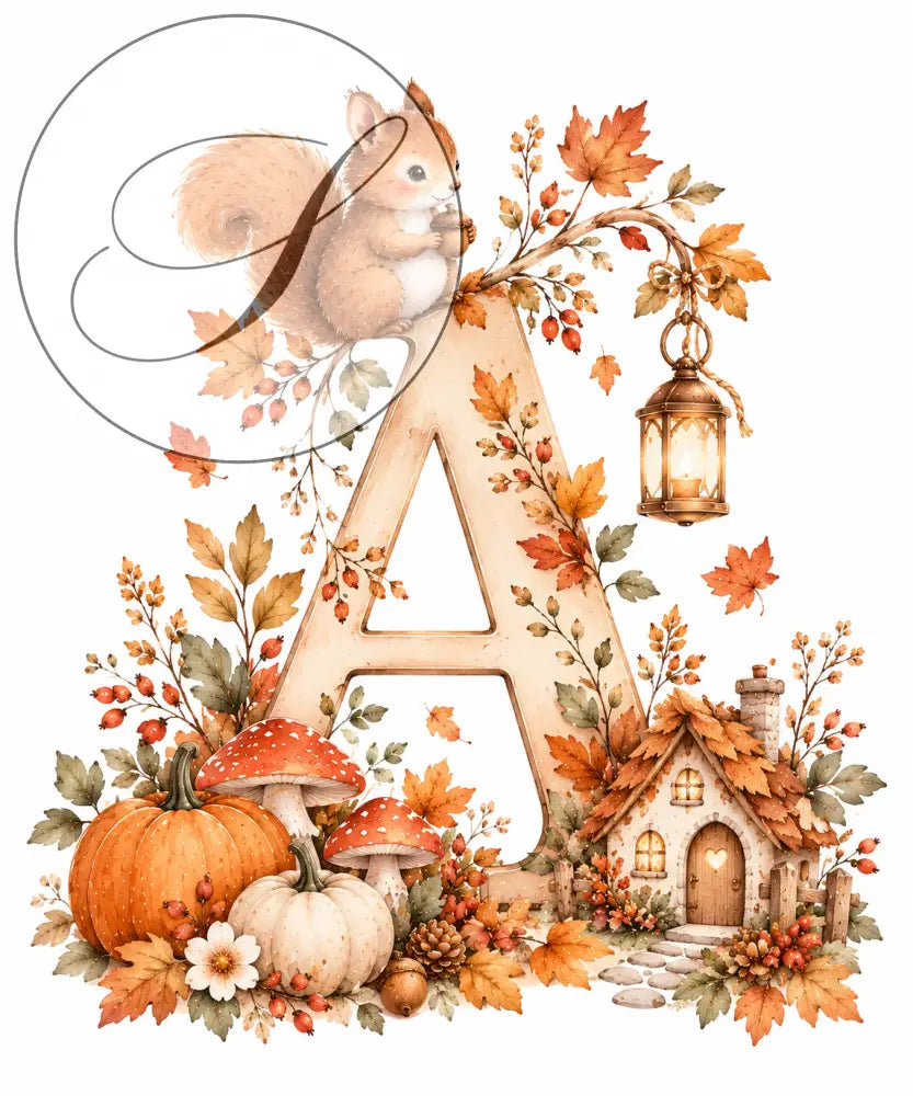 Une lettre a en bois crème décorée de feuilles d automne pour un cadeau naissance personnalisé bébé forêt