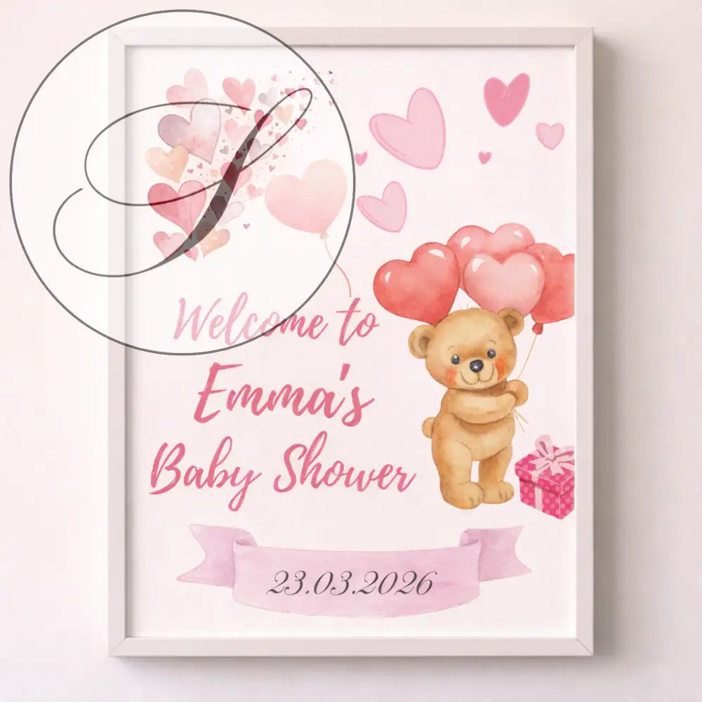 Baby shower gifts printable PDF personalized with name and date