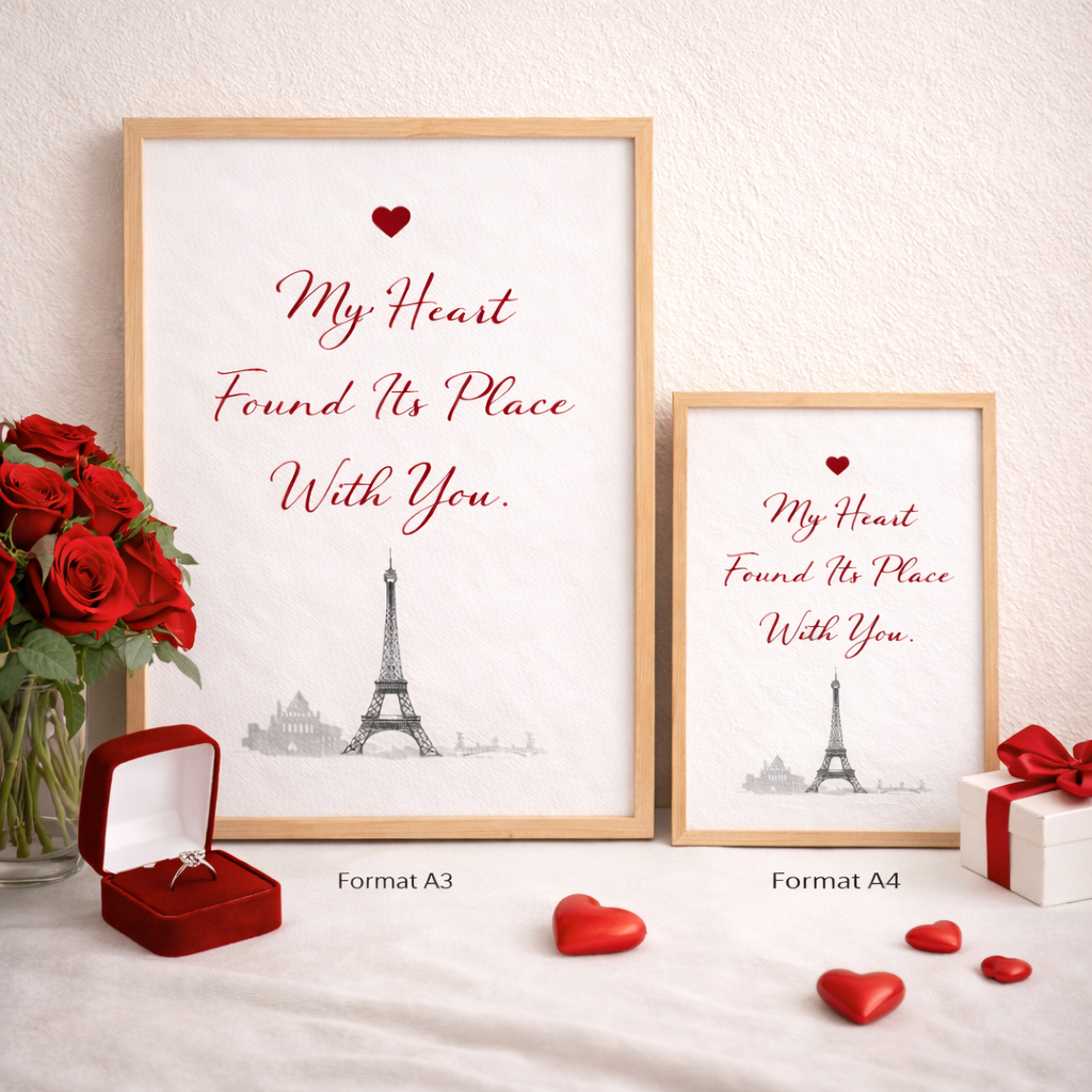 Cadeau Saint Valentin élégant sous forme d’affiche murale décorative