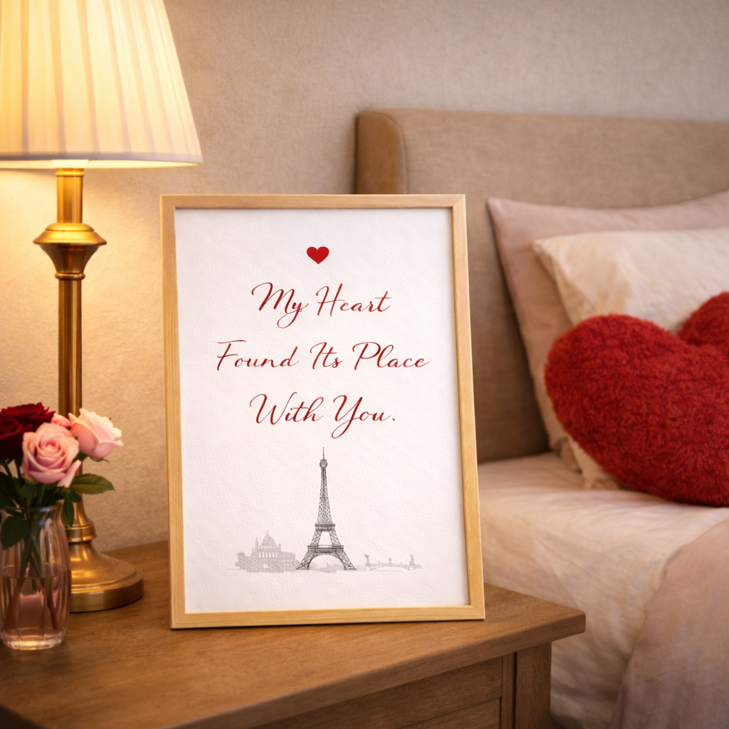 Cadeau Saint Valentin personnalisé grâce à une affiche murale romantique