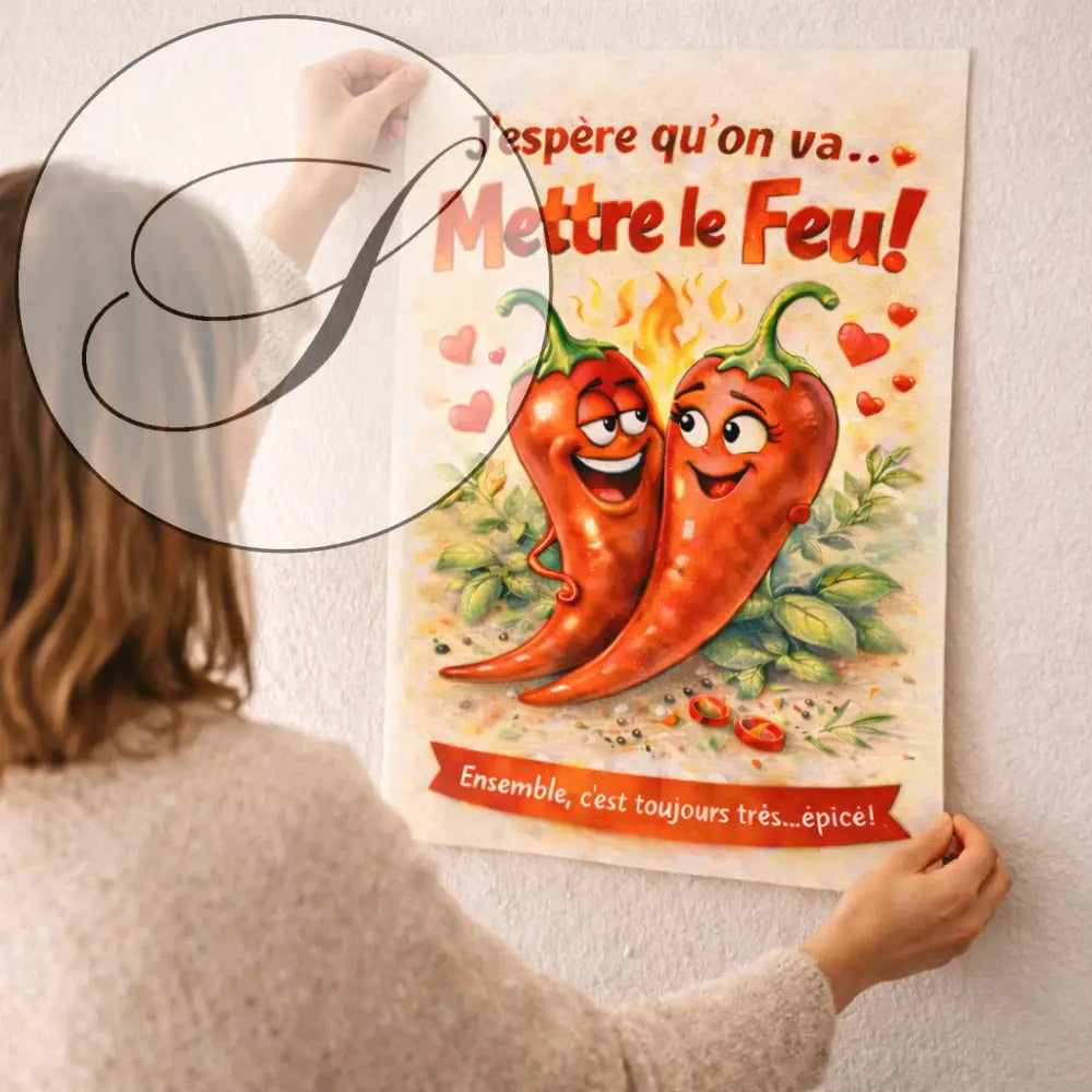Affiche cuisine déco murale pour couple, cadeau Saint Valentin romantique