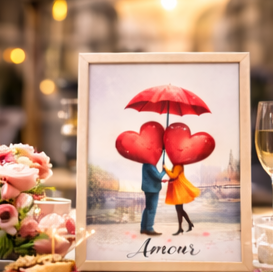 Cadeau Saint Valentin romantique poster à imprimer illustration minimaliste