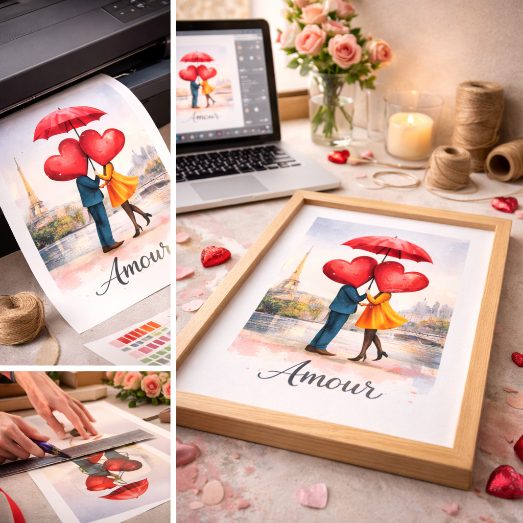 Cadeau Saint Valentin décoration murale poster à imprimer amour doux
