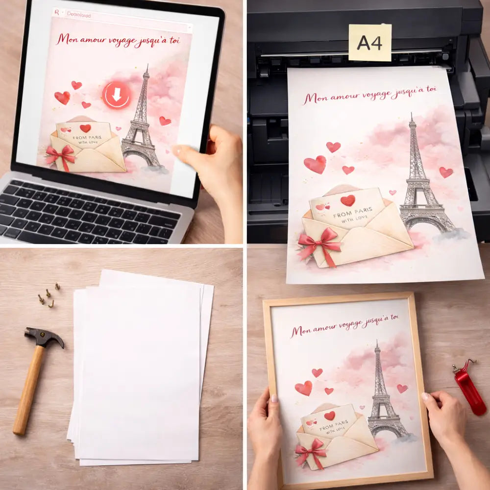 Valentine poster Paris printable romantic gift idea