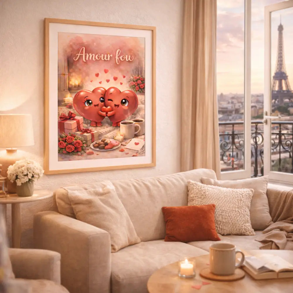 digital wall art printable  poster for cadeau Saint Valentin couple decor