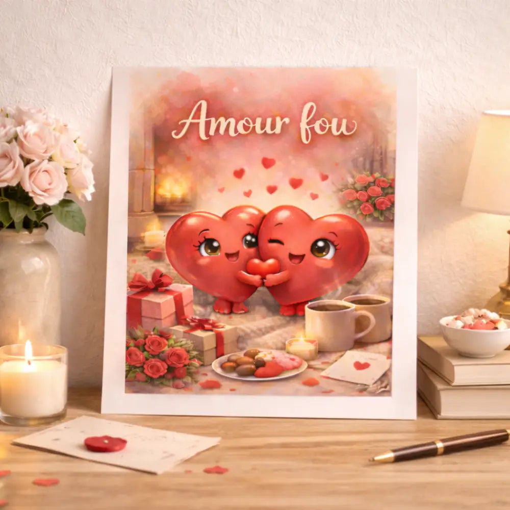 digital wall art printable Valentine poster romantic cadeau Saint Valentin illustration
