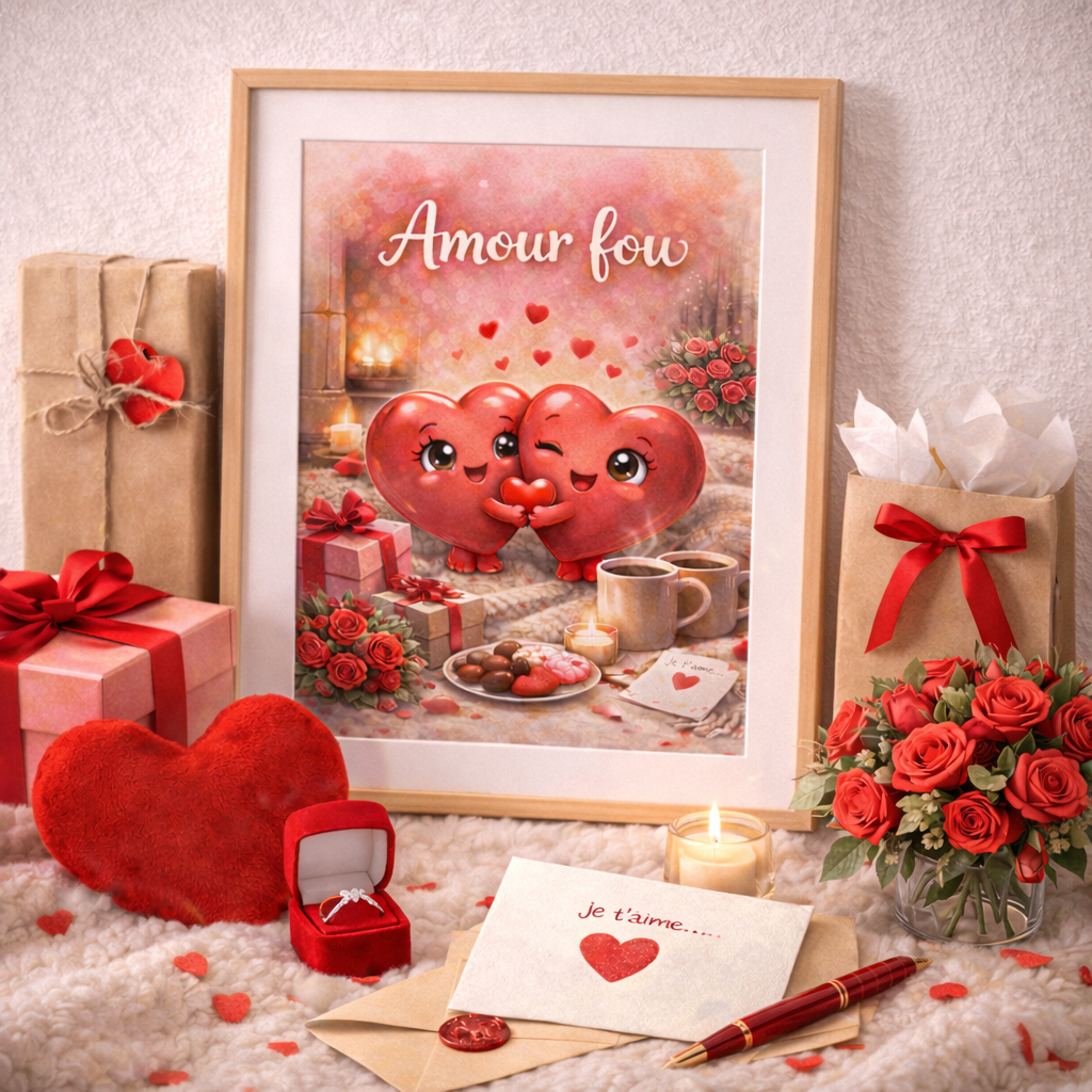 cute printable poster digital wall art idea cadeau Saint Valentin homme et femme