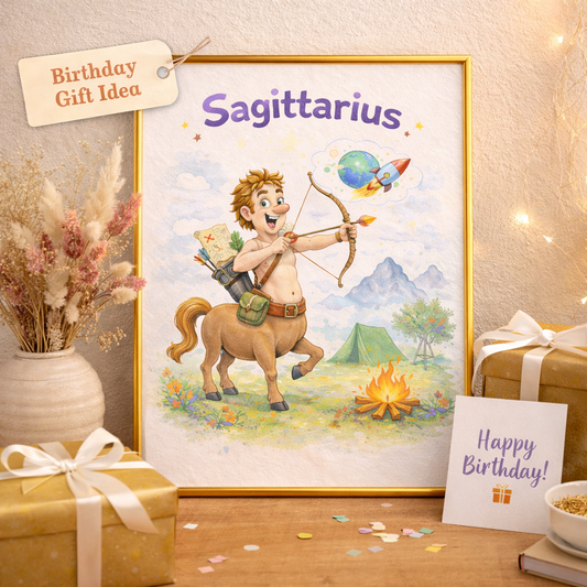 Affiche Sagittaire moderne cadeau signe astrologique anniversaire femme