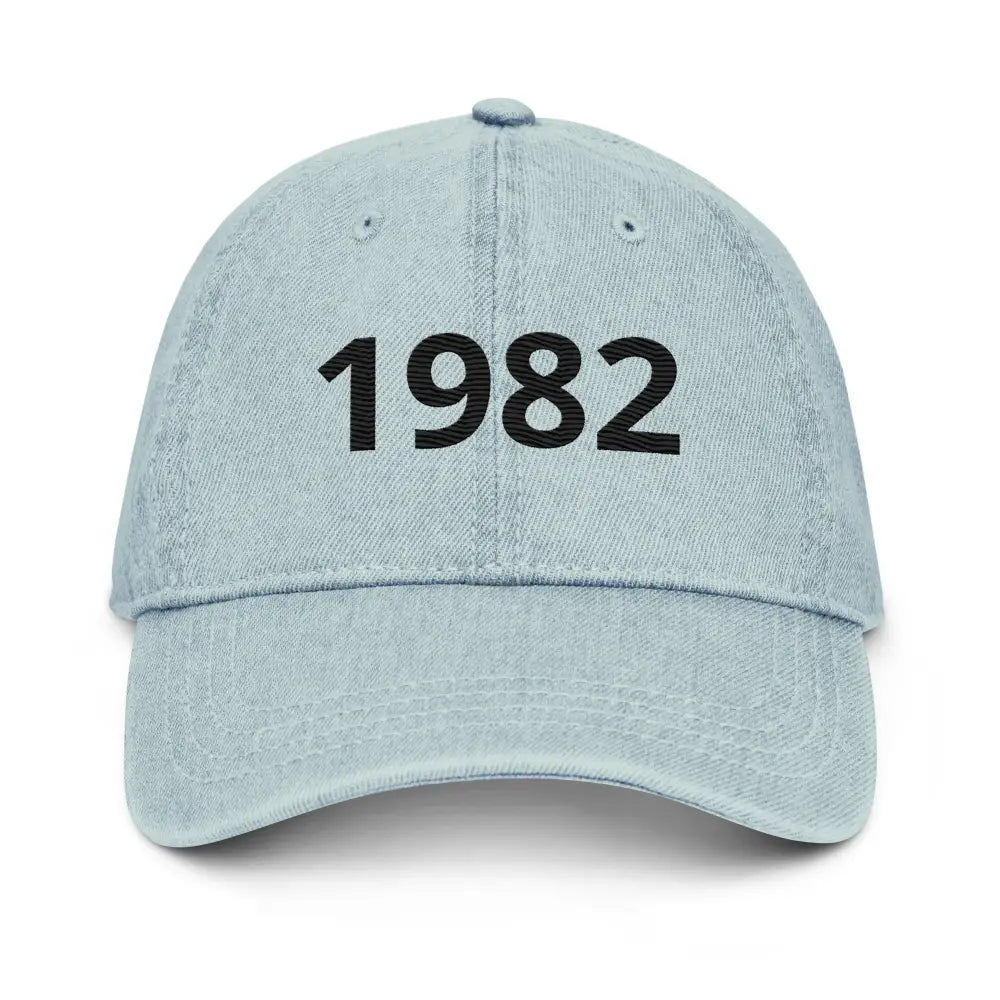 Casquette en Jean Teinté – Brodée ’1982’’ | Style Streetwear - Bleu Clair - casquette