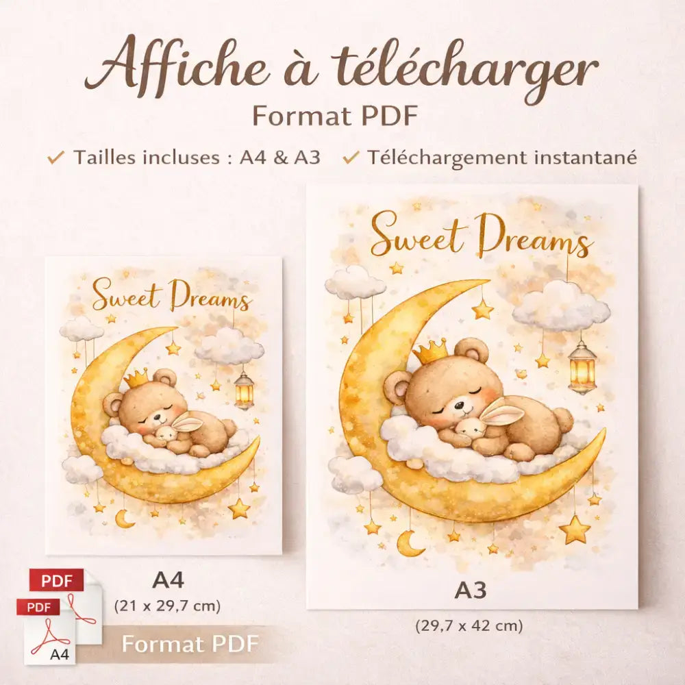 Printable watercolor style baby room poster