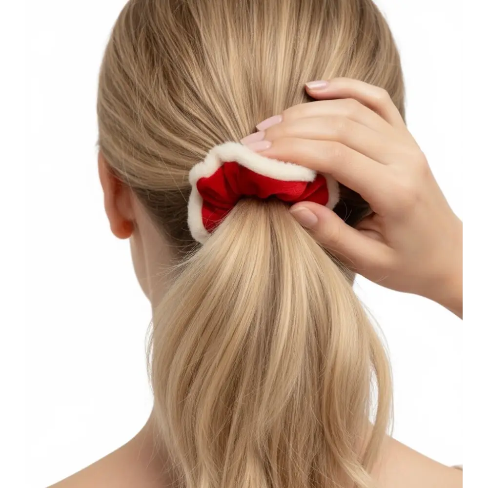Chouchou cheveux en velours rouge – Accessoire Noël élégant - Chouchous et élastiques