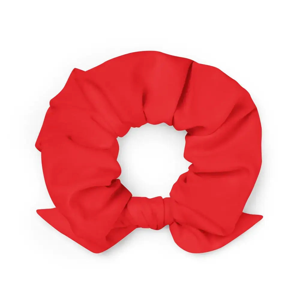Chouchou cheveux rouge recyclé, parfait pour ponytails et cheveux épais. Éco-responsable et confortable.