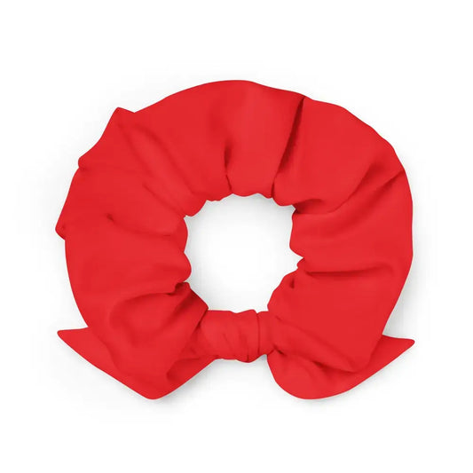 Chouchou cheveux rouge recyclé, parfait pour ponytails et cheveux épais. Éco-responsable et confortable.