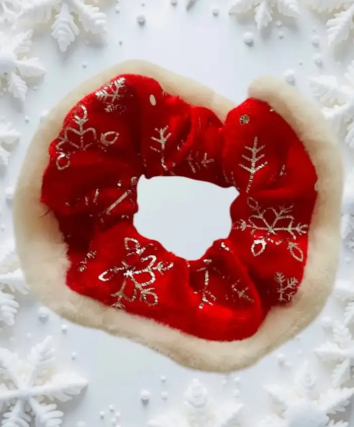 Chouchou en Velours Rouge Fait Main - Accessoire Cheveux Élégant pour Noël - Chouchous et élastiques