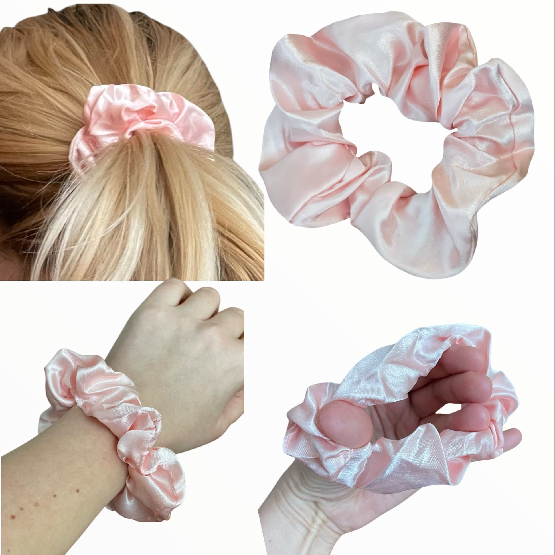 Chouchou satin rose élégant pour cheveux longs et soyeux