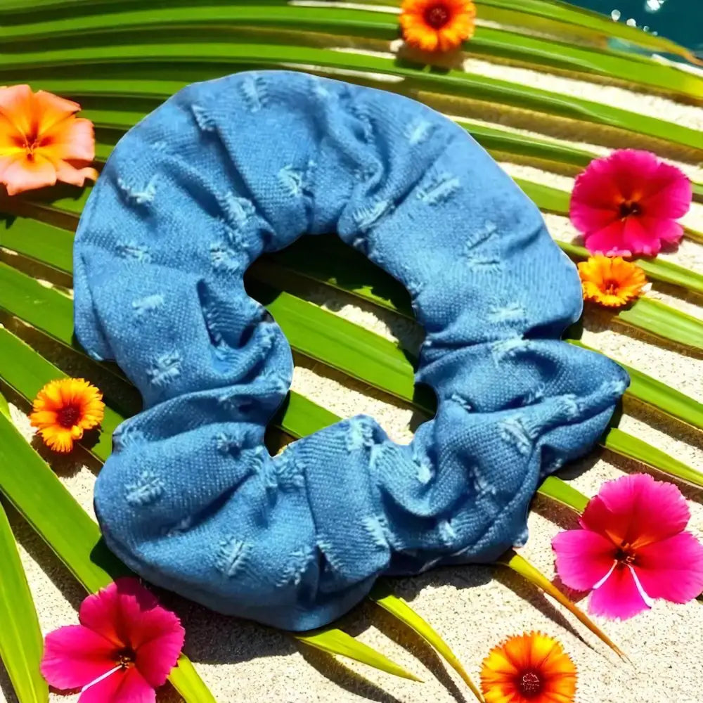 Chouchous Cheveux en Denim – Lot de 2 Scrunchies Jeans Bleu - et élastiques