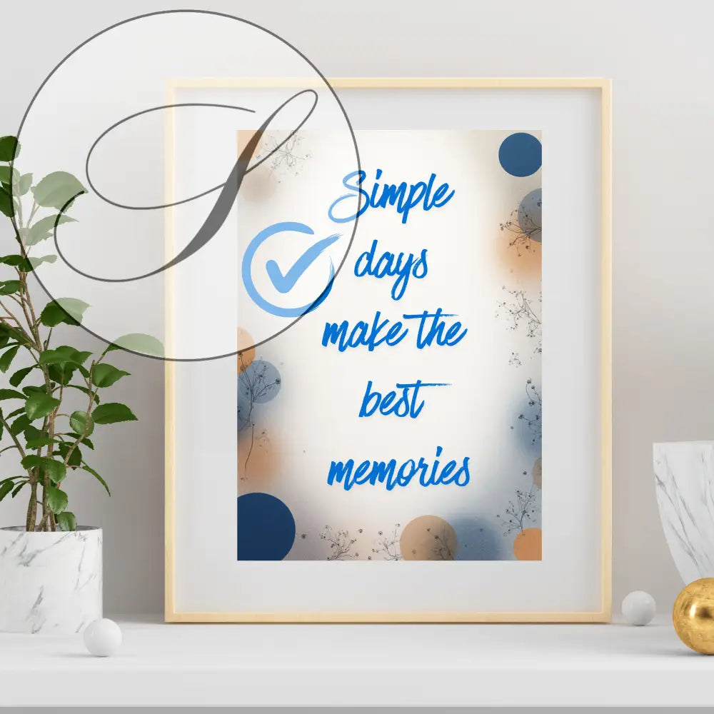 Affiche minimaliste encadrée dans un salon moderne