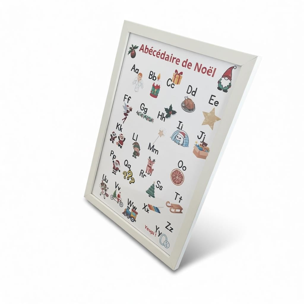 Décoration murale alphabet Noël pour chambre d’enfant, style éducatif français