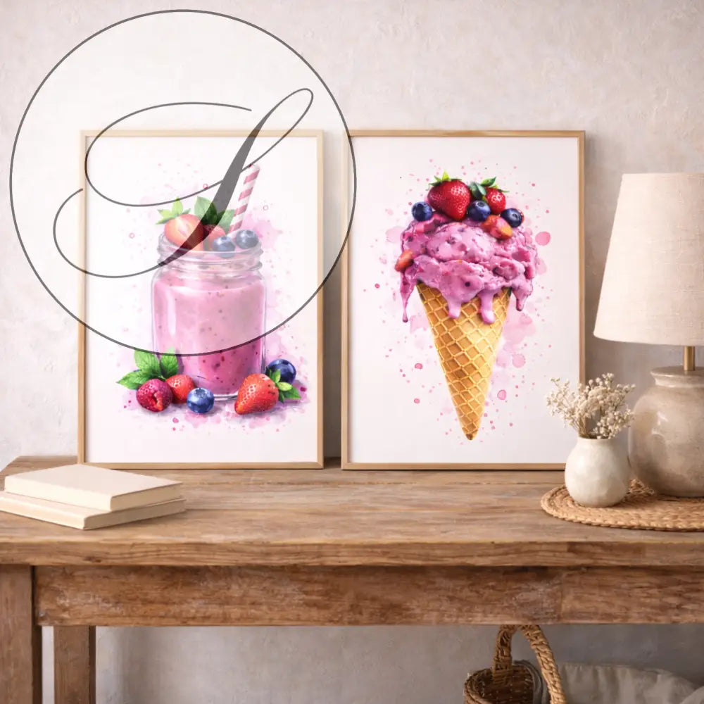 poster cuisine scandinave moderne fruits rouges minimaliste