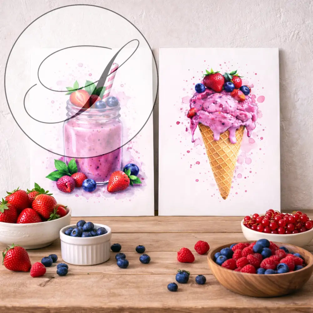 décoration murale cuisine fruits rouges affiche moderne